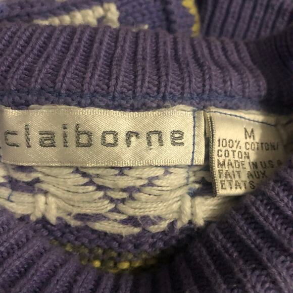 VINTAGE | 1980s Claiborne Textured Knit Cotton Sweater Size Medium - Picture 5 of 7